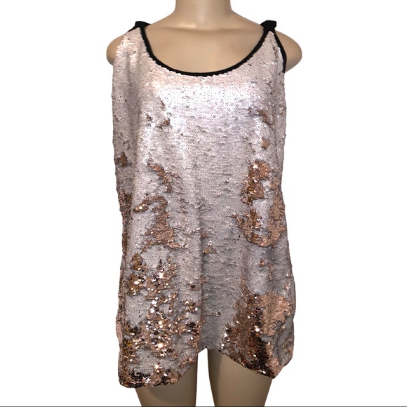 Pennington’s PLUS Embellished Sequin Silver Gold Black Sleeveless Blouse Top - Picture 6 of 6